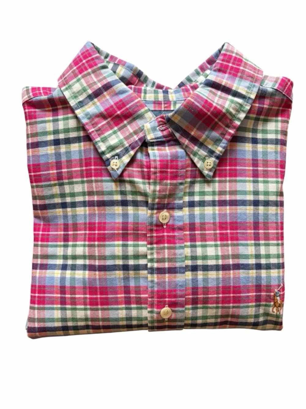 Polo by Ralph Lauren Pink and Green Plaid Button-Down Shirt